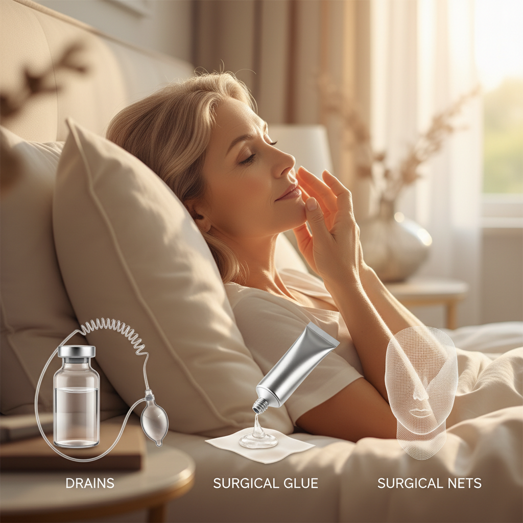 Различия между дренажами, клеем и хирургическими сетками для восстановления после фейслифтинга